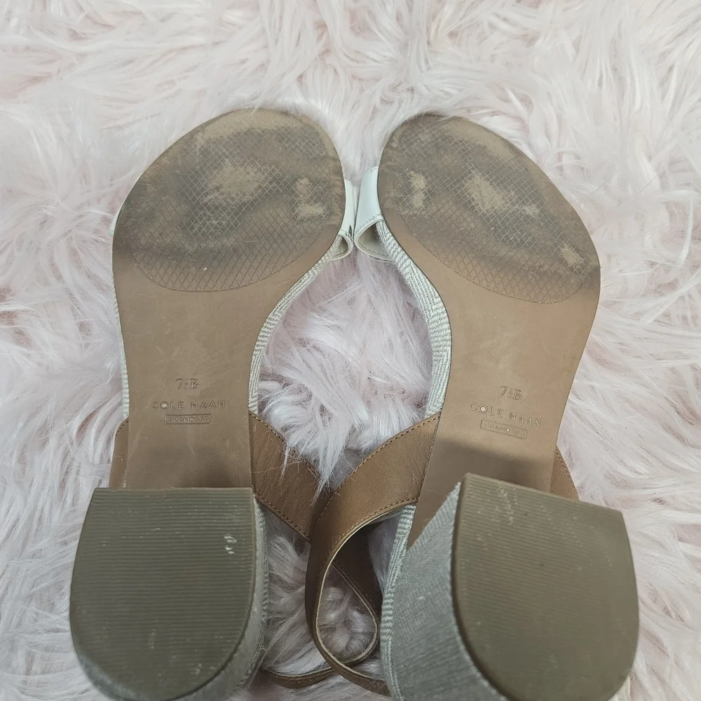 Elegant White and Tan Women's Sandals